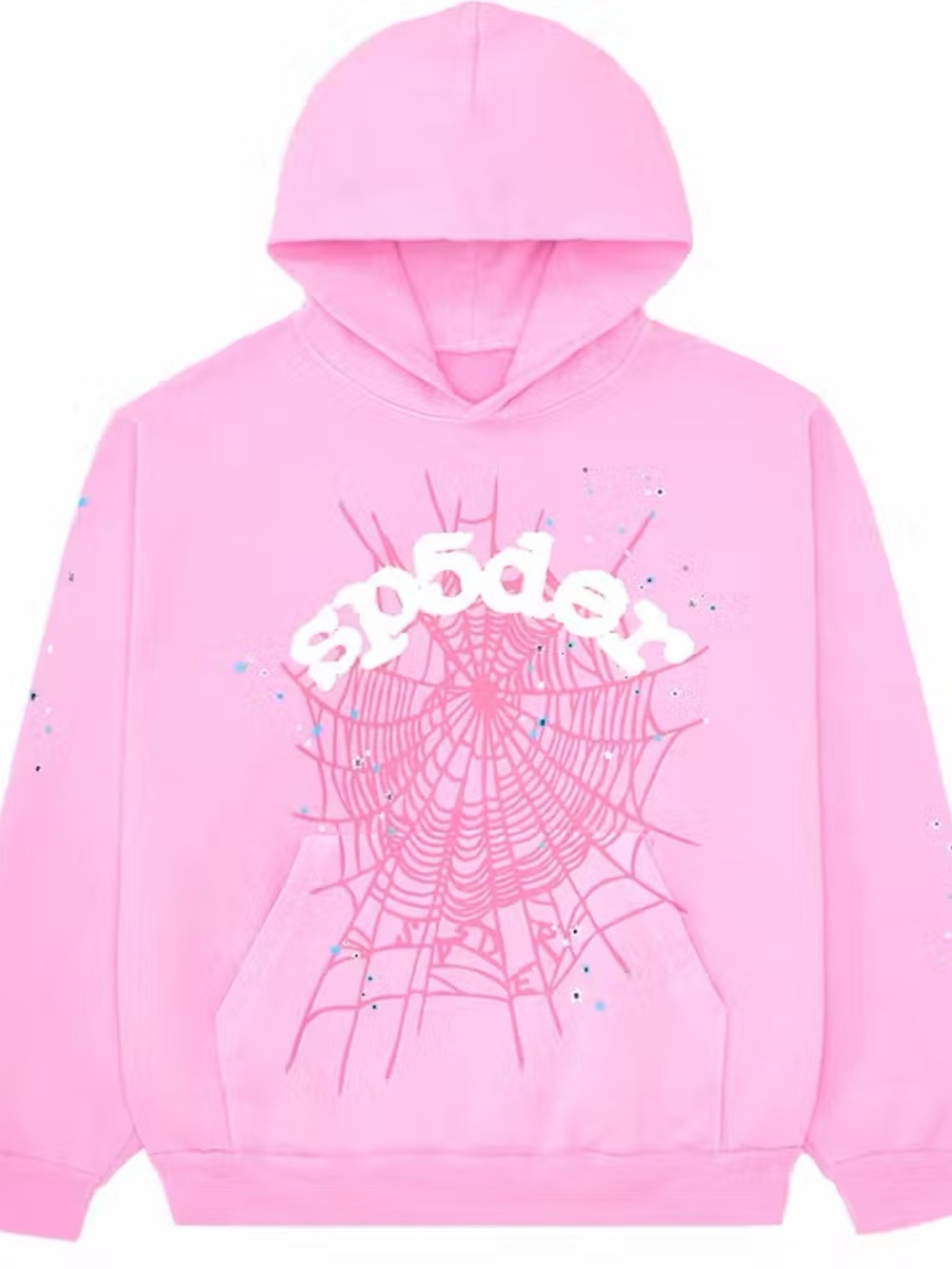 Spider Web Graphic Pink Pullover Hoodie